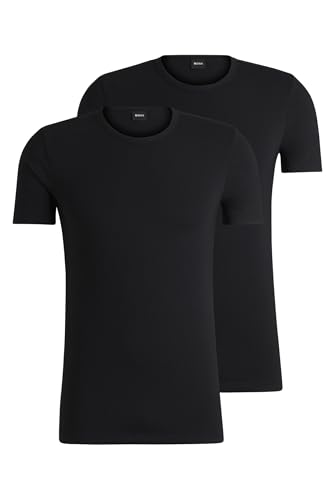BOSS Men's Rn 2p Co/EL T-Shirt, Black1, EU on sale