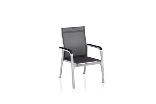 Kettler Basic Plus Premium stacking chair, silver/licorice, aluminum/outdoor fabric, 0102405-0000 on sale