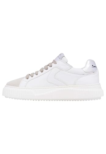 VOILE BLANCHE Sneakers aus Leder und Veloursleder, Weiß-Silber 39 im Sale