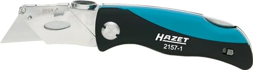 HAZET Klappmesser 2157-1 inklusive Ersatzklingen - Cutter-Messer mit Komfortgriff und Daumenkissen zur gelenkschonenden Arbeit - scharfe Klinge zum Schneiden von Kunststoff, Pappe uvm. im Sale