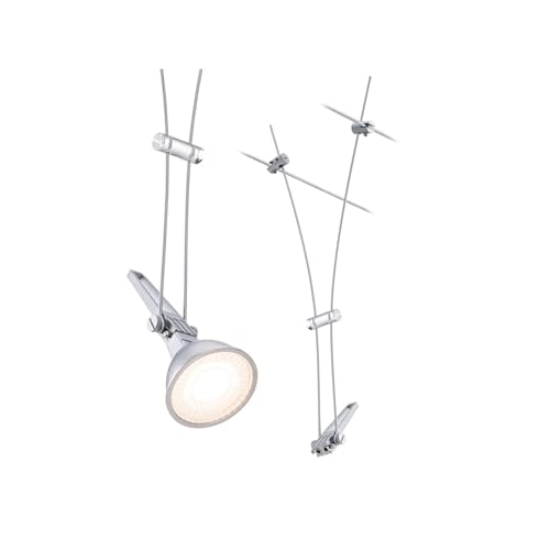 Paulmann 94487 CorDuo Seilsytem Einzelspot Comet DC 12V max. 50 Watt erweiterbar Chrom matt Drahtseil Metall GU5,3 Drahtseilsystem ohne Leuchtmittel im Sale