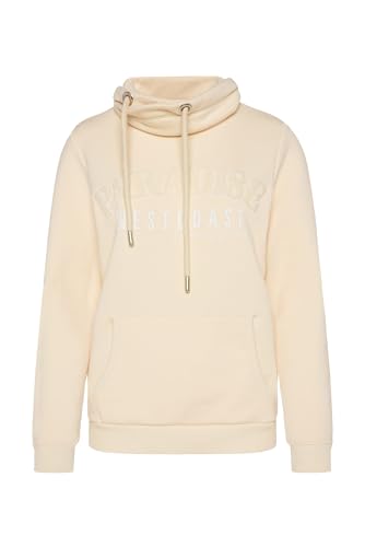 SOCCX Damen Sweatshirt mit hohem Kragen und Frottee-Artwork Neon Orange Xs im Sale