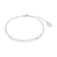 Thumbnail for s.Oliver bracelet 925 Sterling silver women's bracelet, with freshwater cultured pearl, 17 + 3 cm, silver, comes in a jewelry gift box, 2034891 on sale