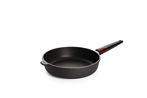 Woll Nowo Titanium Hochrandpfanne, Ø 28 cm, 7 cm hoch, mit abnehmbarem Stiel - Geeignet für Ceran, Gas, Elektro, Halogen - nicht induktionsfähig, Aluminium Gusspfanne, backofenfest, schwarz im Sale