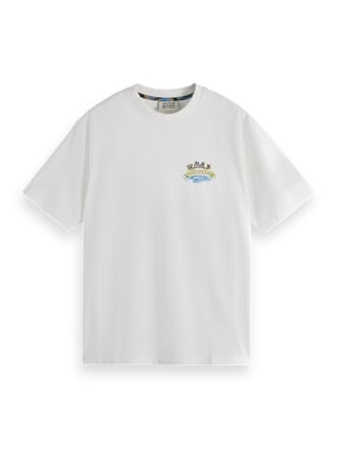 Scotch &amp; Soda Men's T-Shirt Front and Back Artwork Relaxed Fit T-Shirt, White, on sale