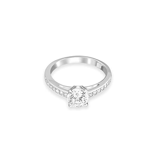 Swarovski Attract Ring, Round Cut, Pavé, White, Rhodium-plated on Sale