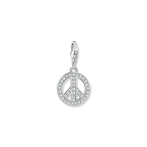 Thomas Sabo Damen Charm-Anhänger Peace weiße Steine Charm Club 925 Sterlingsilber 1880-051-14 im Sale