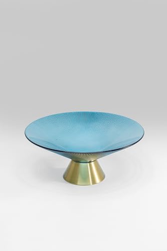 Kare Design Bowl Birdie, Blue/Gold, 26cm diameter, Handmade, each piece is unique, Brass base, Fruit bowl, Elegance, Retro design, Glass, 11x25.5x25.5cm (H/W/D) on sale