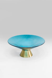 Thumbnail for Kare Design Bowl Birdie, Blue/Gold, 26cm diameter, Handmade, each piece is unique, Brass base, Fruit bowl, Elegance, Retro design, Glass, 11x25.5x25.5cm (H/W/D) on sale