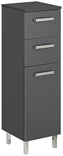 Pelipal Badezimmerschrank Quickset 311 in Anthrazit Glanz, 30 cm breit | Unterschrank mit 1 Tür, 2 Schubkästen und 1 Einlegeboden im Sale