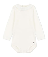 Thumbnail for Petit Bateau Baby Mädchen Langarm-Body mit Kragen, Weiss Marshmallow, 3 Jahre im Sale
