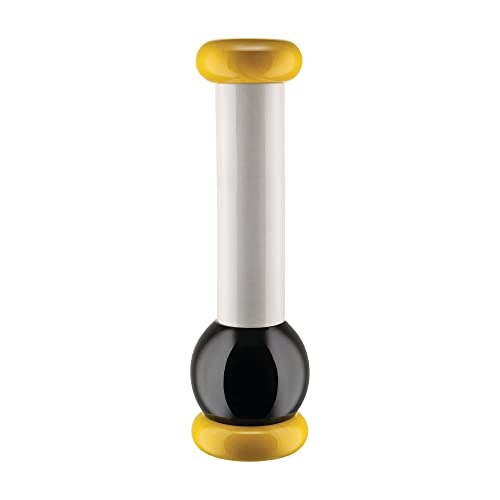 Alessi Totem Domestici MP0210 1 - Design Salz-, Pfeffer- und Gewürzmühle aus Buchenholz, Gelb, Schwarz und Weiß, Durchmesser 33 cm im Sale