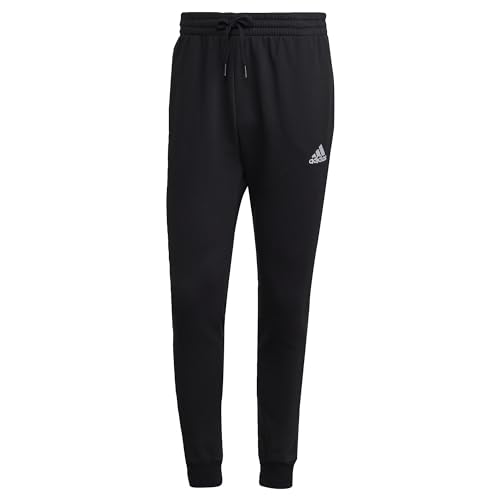 adidas Herren Essentials Fleece Regular Tapered Pants, Black / White, im Sale