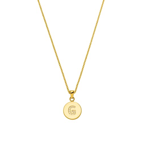 Purelei W Coin Kette (Gold, Silber), Damen Halskette Initiale aus langlebigem Edelstahl mit Schmucksteinen, Wasserfester Schmuck mit Anhänger Buchstabe W, 50-55 cm Länge verstellbar (Gold) im Sale