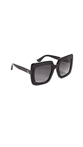 Gucci Unisex Adults' GG0328S-001-53 Sunglasses, Shiny Black, 53 on Sale