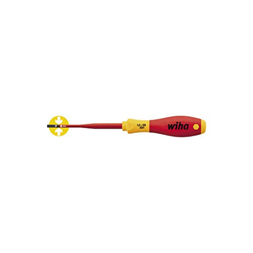 Wiha Schraubendreher SoftFinish electric slimFix Schlitz (35446) 3,5 mm x 100 mm für tiefliegende Schrauben, ergonomischer Griff für kraftvolles Drehen, Allrounder für Elektriker, VDE-geprüft, stückgeprüft im Sale