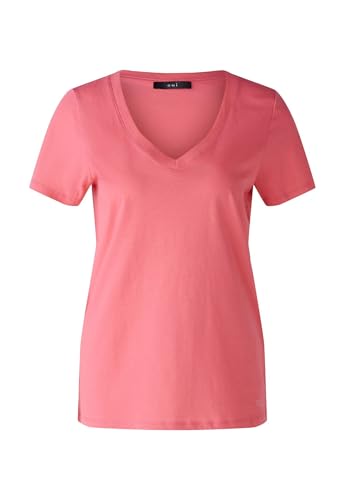 Oui Damen T-Shirt Carli 100% Bio-Baumwolle gerade geschnitten Uni Freizeit, Lounge/Homewear V-Ausschnitt Blende Baumwolle im Sale
