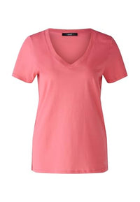 Thumbnail for Oui Damen T-Shirt Carli 100% Bio-Baumwolle gerade geschnitten Uni Freizeit, Lounge/Homewear V-Ausschnitt Blende Baumwolle im Sale