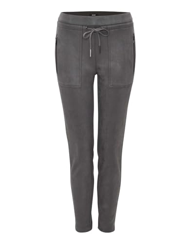 OPUS Damen Jogpants | Jogpants Elvina Cargo Slim in Veloursleder-Optik Graphite Glaze, 40 im Sale