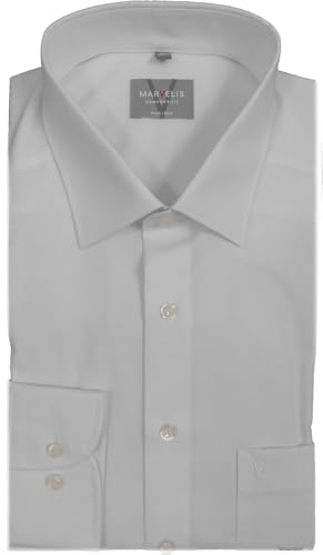 MARVELIS Comfort Fit Herren Hemd New Kent Langarm Popeline- Gr. 42, Weiß im Sale
