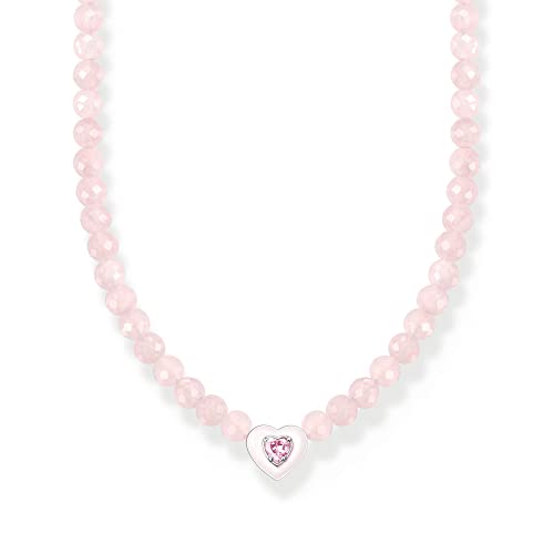 Thomas Sabo Damen Choker Herz mit Rosenquarz-Beads, aus 925er Sterlingsilber mit rundgeschliffenen Rosenquarz-Beads, Länge 42cm, KE2181-035-9-L42v im Sale