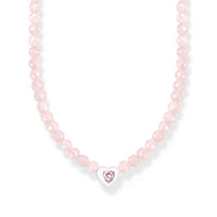Thumbnail for Thomas Sabo Damen Choker Herz mit Rosenquarz-Beads, aus 925er Sterlingsilber mit rundgeschliffenen Rosenquarz-Beads, Länge 42cm, KE2181-035-9-L42v im Sale