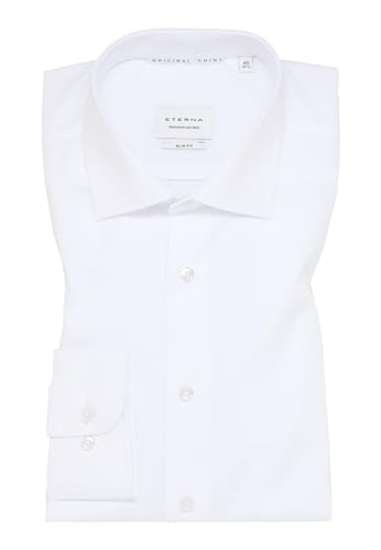 ETERNA Slim Fit Hemd Langarm 67cm | Cover Shirt | Reine Baumwolle | Hai Kragen ausgeputzt| bügelfrei| Uni Dunkelblau im Sale