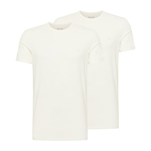 MUSTANG Herren T-Shirt Allen 2er Pack - Regular Fit S- 3XL Weiss Schwarz Stretch, im Sale
