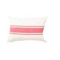 Thumbnail for LEXINGTON Embroidery Center Striped Linen/Cott 60x40 Pillow, Off White/Pink, 40x60 on sale
