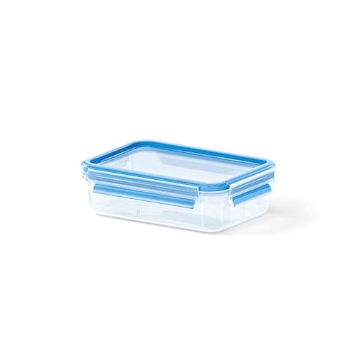 Emsa 508539 Clip & Close | Rechteckige Frischhaltedose | mit Deckel | 0.8 Liter | Transparent/Blau im Sale