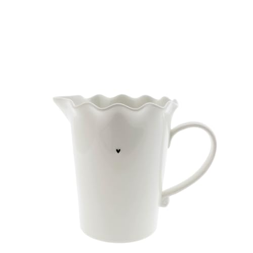 Jug Ruffle Heart ceramic white black H18cm BC LI/JUG 005 WH on sale