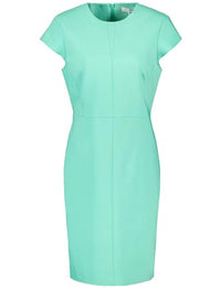 Thumbnail for Gerry Weber Damen Figurbetontes Etuikleid mit Stretchkomfort Kurzarm unifarben kurz Dusty Jade 46 im Sale