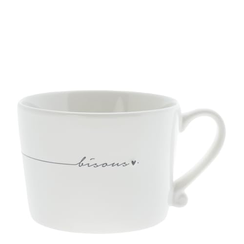 Tasse mit Henkel bisous Keramik weiß schwarz RJ/CUP 114 BL Keramikgeschirr gedeckter Tisch im Sale