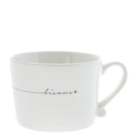 Thumbnail for Tasse mit Henkel bisous Keramik weiß schwarz RJ/CUP 114 BL Keramikgeschirr gedeckter Tisch im Sale