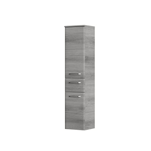 Pelipal Quickset 328 bathroom cabinet in graphite textured horizontal reproduction, 60 cm wide | Half-height midi cabinet with 4 doors, 1 drawer, and 3 shelves on sale