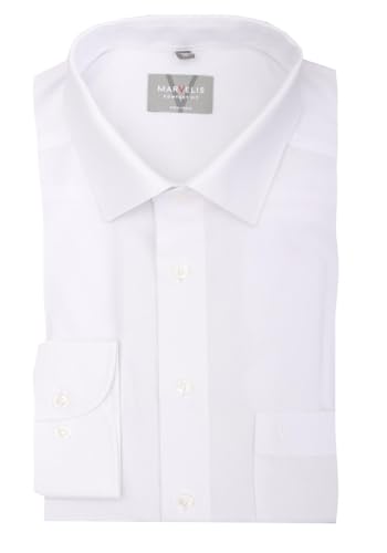 MARVELIS Comfort Fit Herren Hemd New Kent Langarm Popeline- Gr. 45, Weiß im Sale