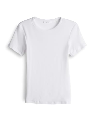 OPUS Damen Kurzarmshirt | Feines Rippshirt SAMUNA Slim aus BCI Cotton Mix White, 40 im Sale