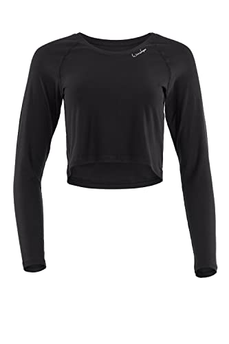 Winshape Women's Light and Soft Cropped Long Sleeve Top Aet116ls Yoga Shirt, Black, S EU on sale