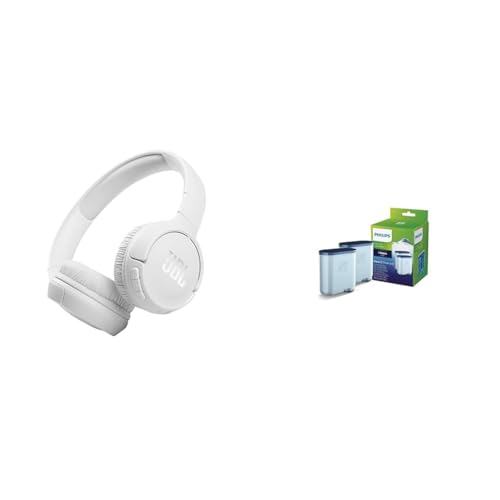 JBL Tune 510BT – Bluetooth Over-Ear Headphones in White – Foldable Headphones &amp; Philips AquaClean Limescale and Water Filter for Espresso Machine on Sale