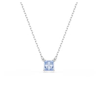 Thumbnail for Swarovski Matrix Necklace, Blue, Rhodium-plated chain with pendant and radiant cushion-cut Swarovski crystal on sale