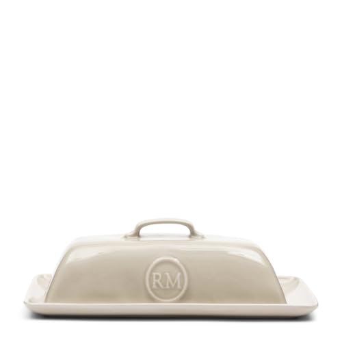 Riviera Maison Butter Dish with Lid Beige Porcelain Butter Dish Suitable for Fresh Butter Kitchenware - Portofino Butter Dish - (LxWxH) 17.5x14x14 on Sale