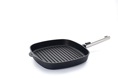 Woll Diamond Logic XR Pro Grillpfanne, viereckig, mit Rillen - Induktiv -, 28 cm x 28 cm, 4.5 cm hoch, mit abnehmbarem Edelstahlstiel - Geeignet für alle Herdarten, Antihaft-Versiegelung im Sale