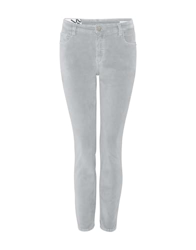 OPUS Damen Slim | Samthose Evita Glazed Slim Mid Rise aus BCI Cotton Mix Hazy Fog Melange, L28 im Sale
