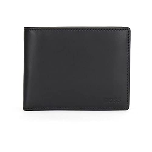 BOSS Herren Arezzo Klapp-Geldbörse aus Leder mit Logo-Prägung und Münztasche Schwarz Stck