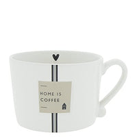 Thumbnail for BC Becher mit Henkel HOME IS COFFEE Keramik weiss Streifen Haus Keramikgeschirr Kaffeebecher BC Cup Küche Gedeckter Tisch im Sale