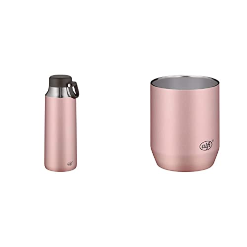 alfi Thermos Bottle City Tea Bottle pink 900ml, stainless steel drinking bottle 100% leak-proof even with carbonated drinks, Rosé &amp; stainless steel mug City Cup 280ml, stainless steel mug rosé coffee mug durable - 5567.284.028 on Sale
