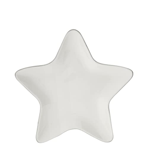 Platte Star Keramik weiss grau handbemalt Sternform 18x18x2cm BC Star Plate gedeckter Tisch Dekoteller