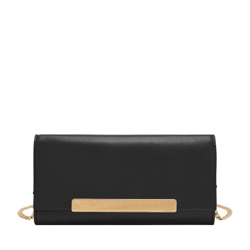Fossil Penrose Handtasche aus Leder, Baumwolle oder Polyester für Damen, Schwarz und Gold im Sale