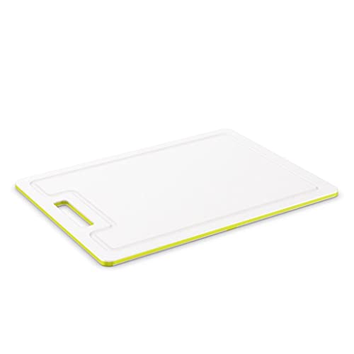 Rotho Caruba small non-slip cutting board with juice groove, plastic (PP) BPA-free, transparent/green, 25.0 x 15.0 x 0.9 cm on sale