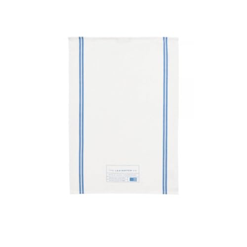 LEXINGTON Organic Cotton Kitchen Towel with Side Stripes, White/Blue, 50x70 on sale